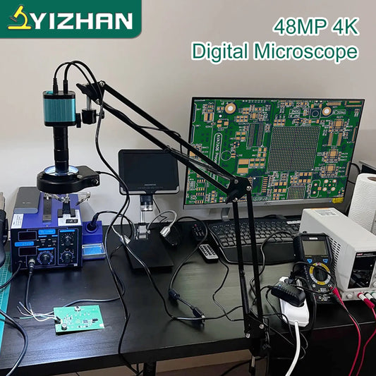 48MP 4K Electronics Soldering Microscope FULL HD 1080P HDMI Camera USB Software 1-150x Lens Stand Shipping From Europe